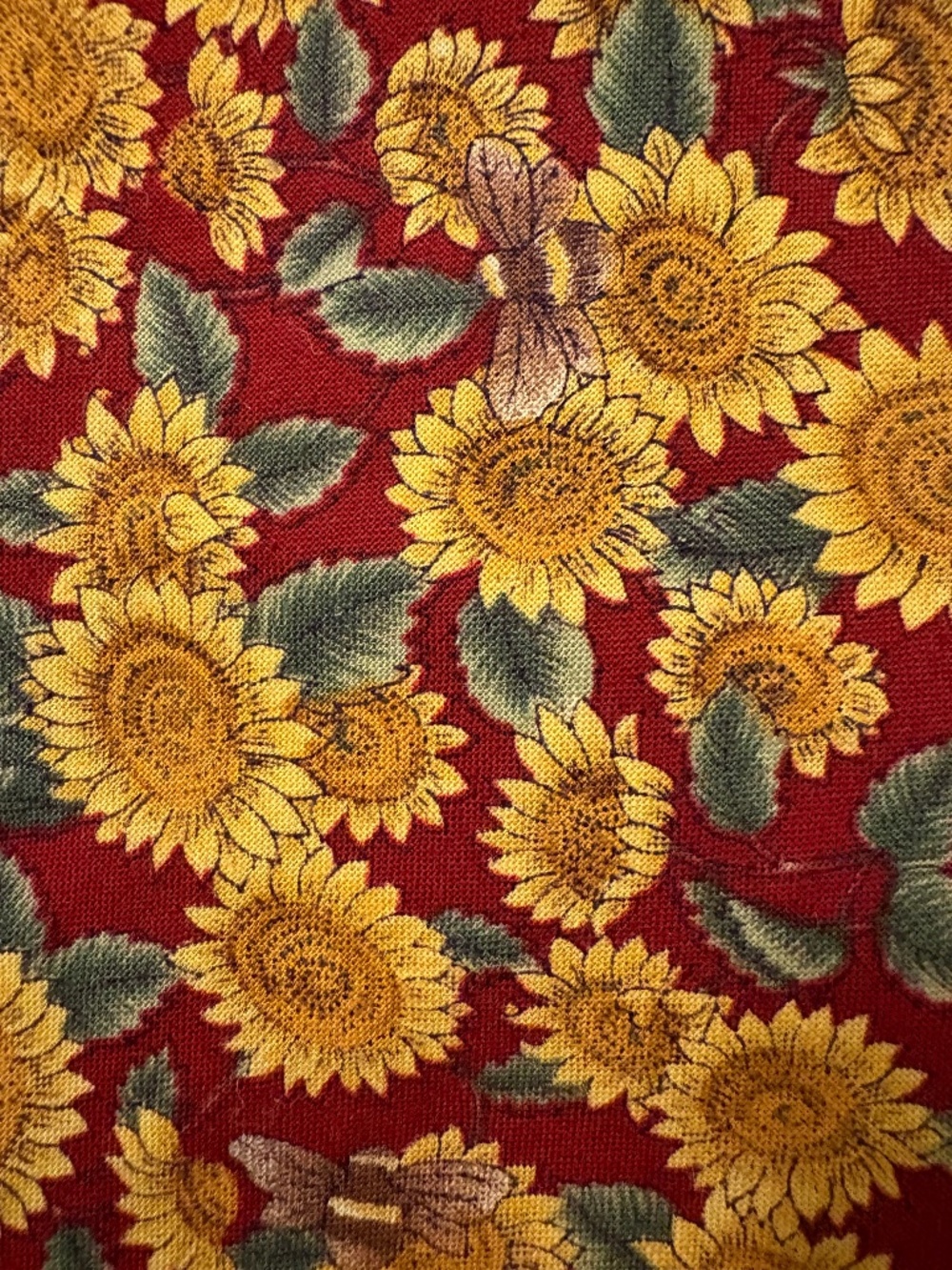 Beans McGee Vintage Sunflower Floral Cotton Tie 3.5” Wide